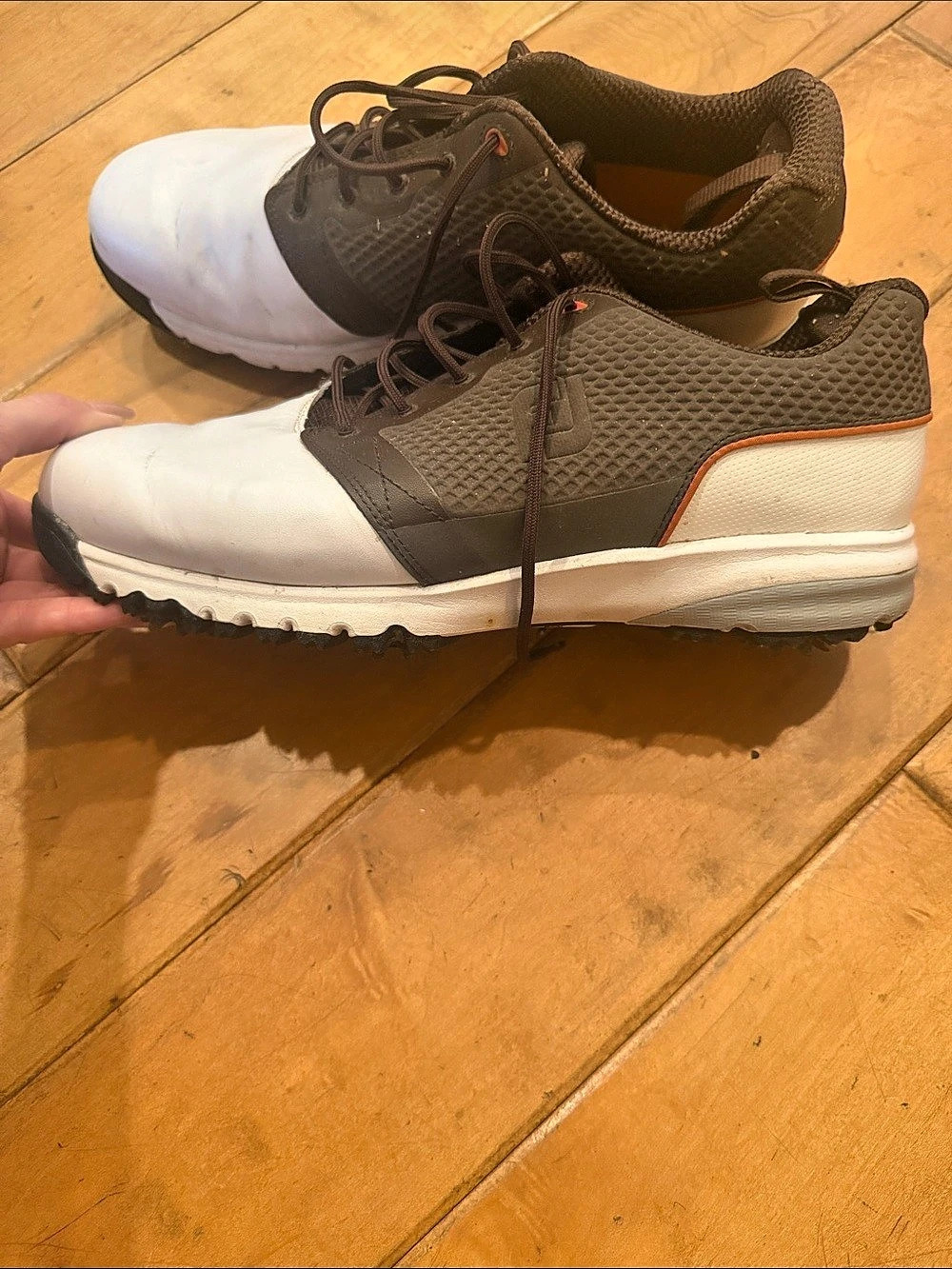 FootJoy Contour Casual Golf Shoes White & Brown US 11 ⛳️ Shoes